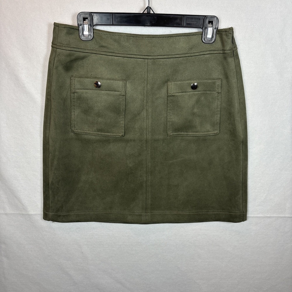 LOFT Women's size 4 Green Suede Mini Skirt Back Zip 2 Pockets lined